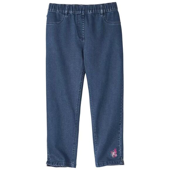 Atlas for Women Womens/Ladies Embroidered Cropped Jeggings / Blue - Picture 1 of 5